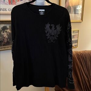 INC International Concepts Black Long Sleeve Tee with Graphic